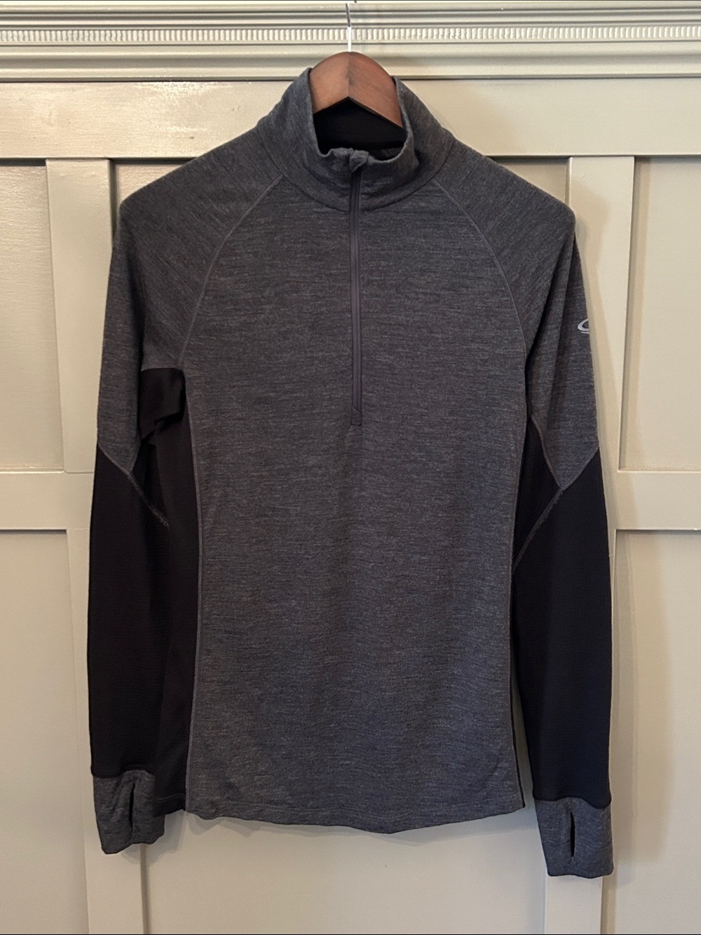 Icebreaker Merino 260 Zone Knit Long Sleeve Half Zip Thermal Top Gray Black S